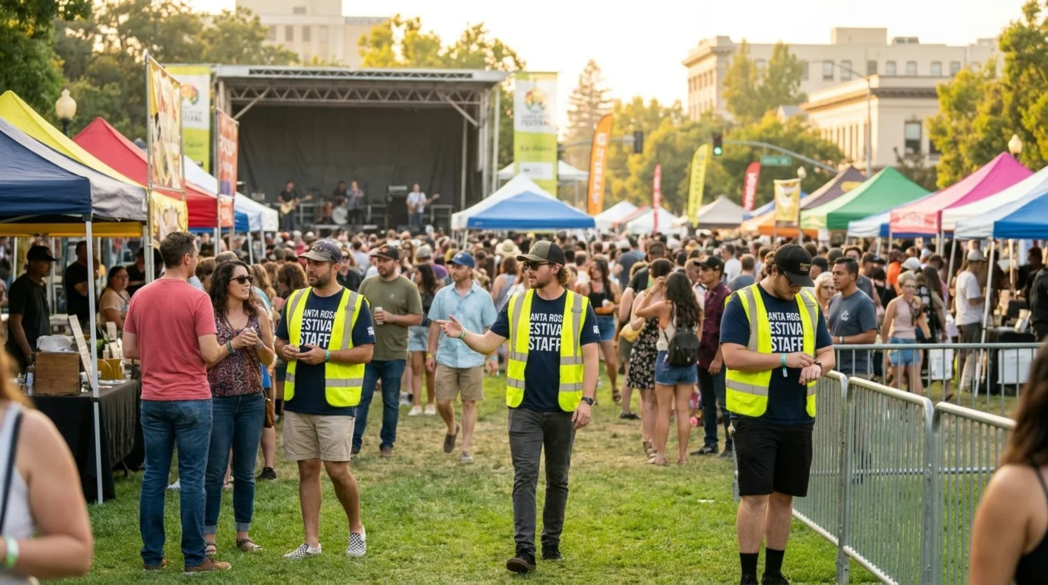 Diverse event types requiring staffing in Santa Rosa