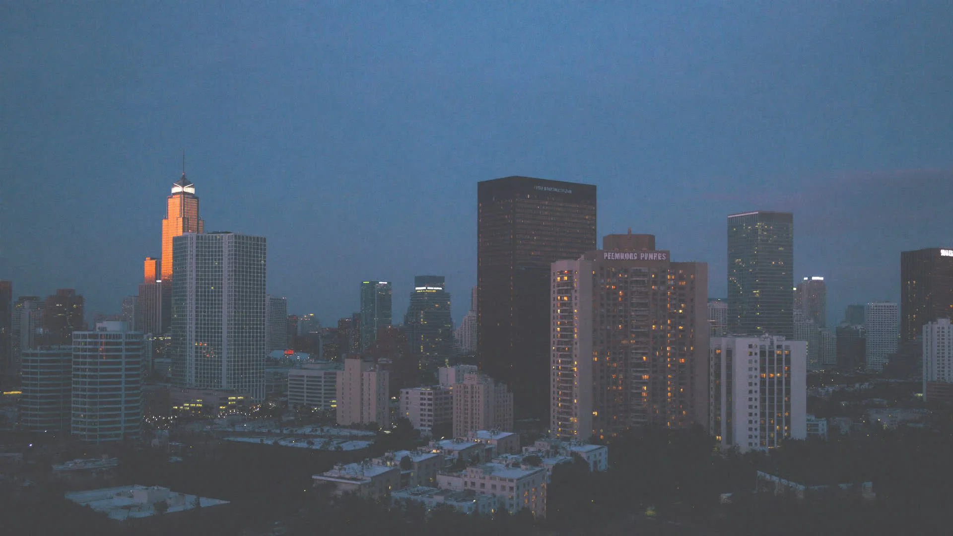 Downtown Pembroke Pines skyline at dusk