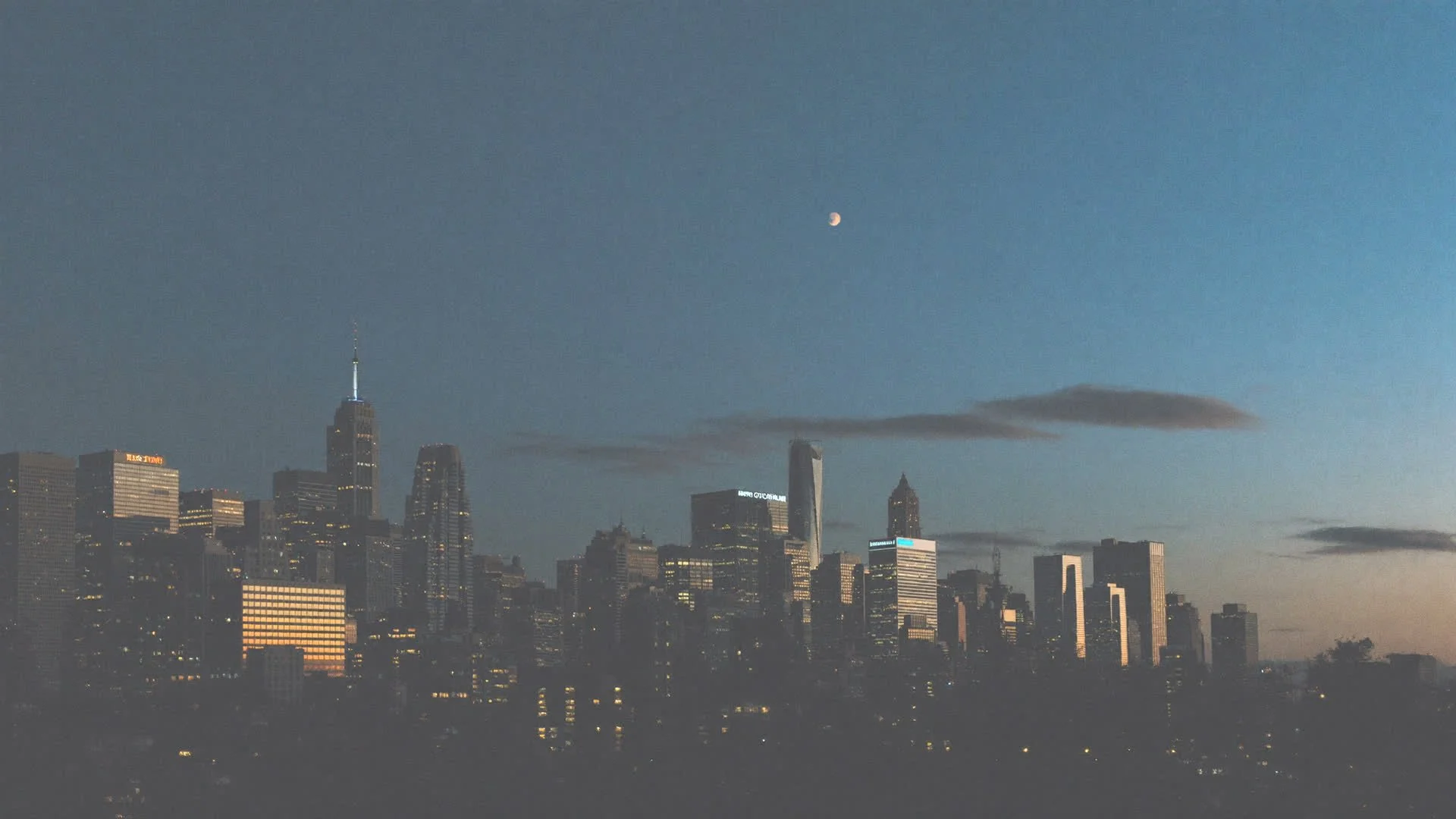 Downtown Buffalo skyline at dusk