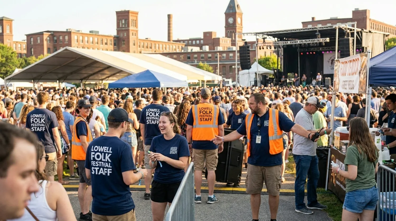 Diverse event types requiring staffing in Lowell