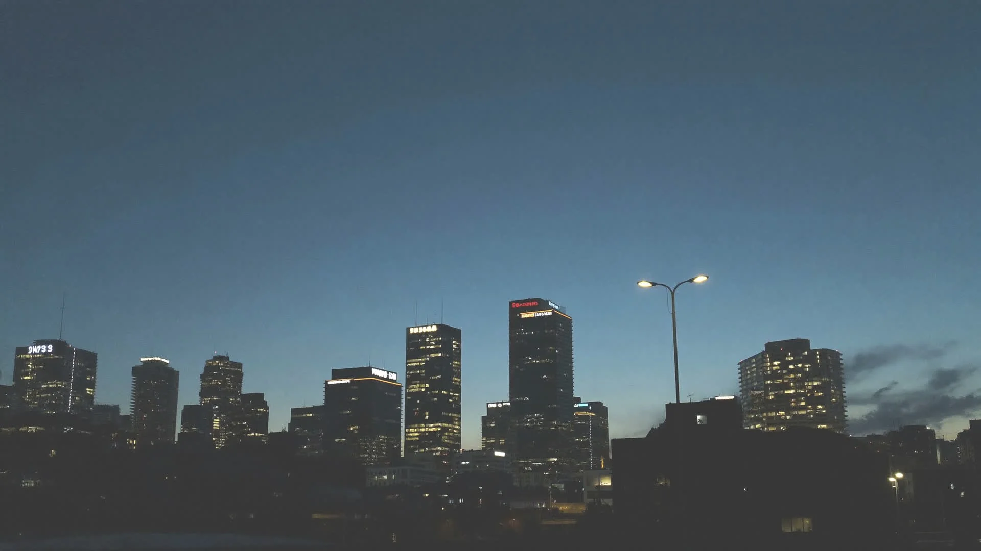 Downtown Vancouver Wa skyline at dusk