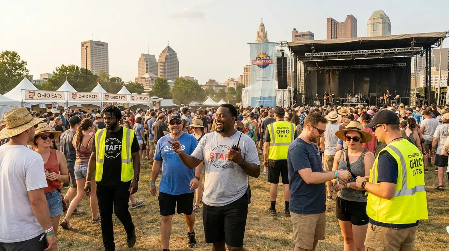 Diverse event types requiring staffing in Columbus