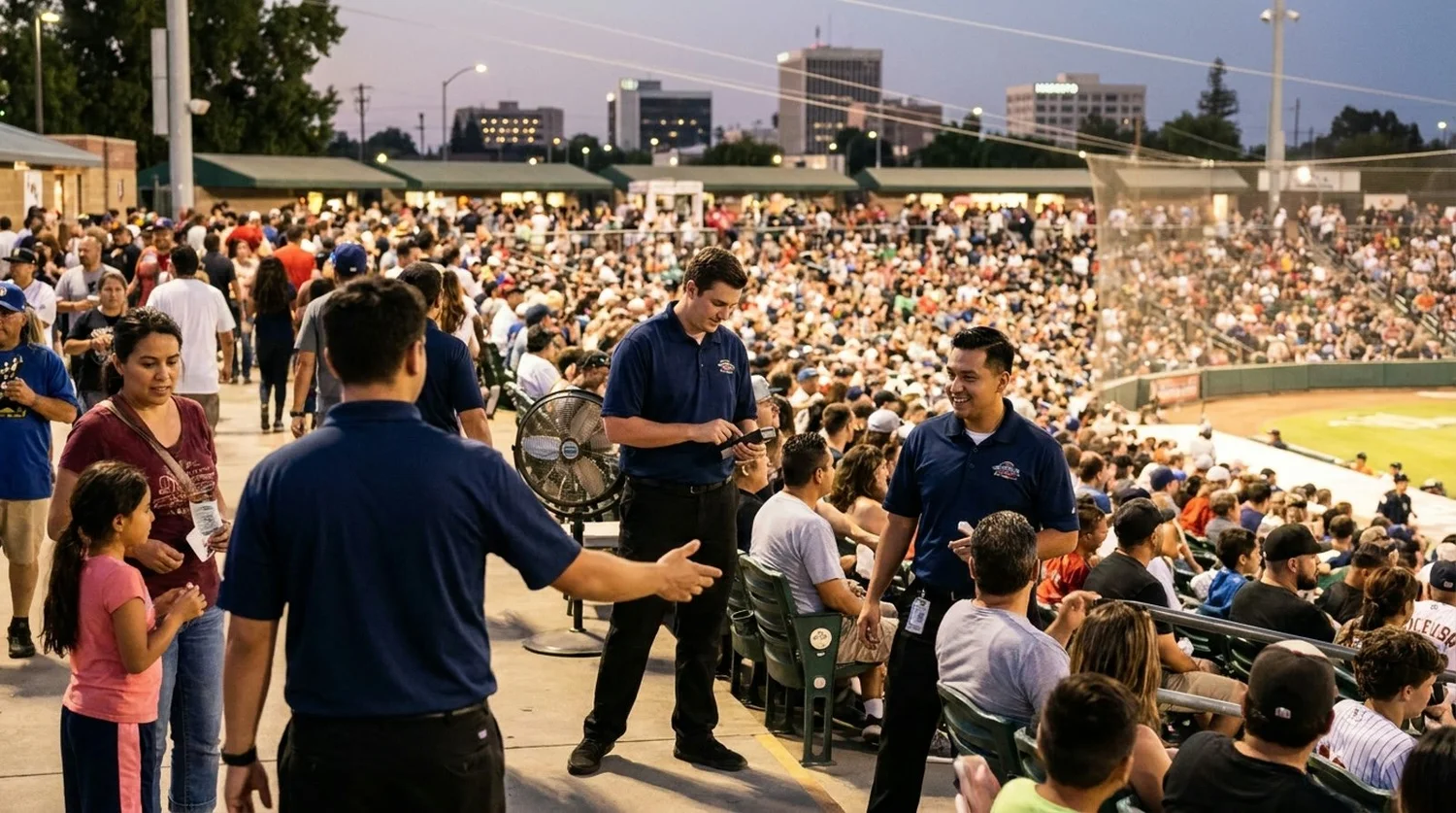 Large event venue requiring professional staffing in Modesto