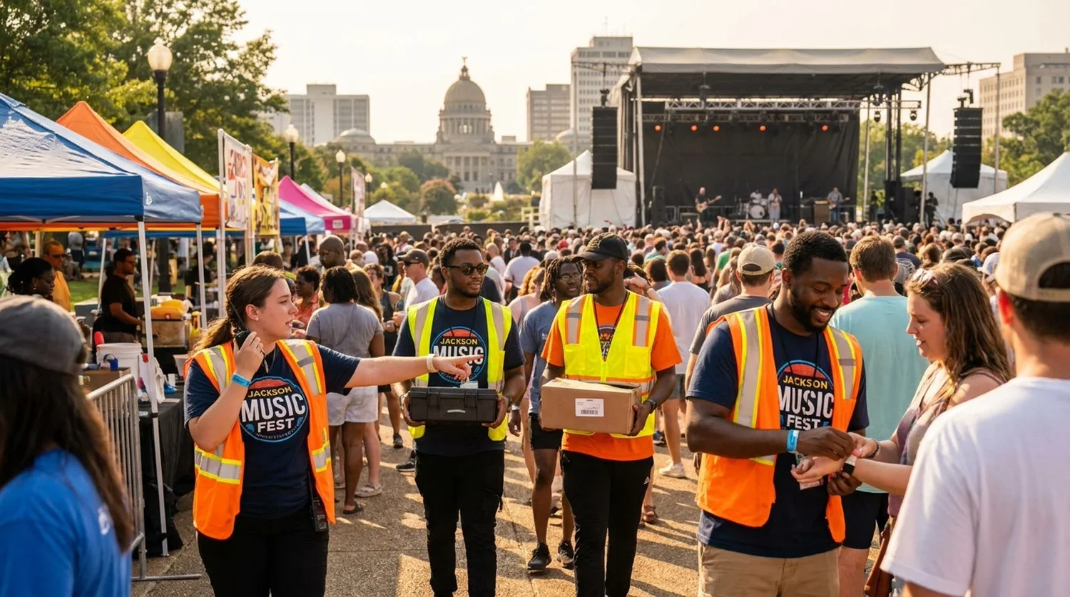 Diverse event types requiring staffing in Jackson