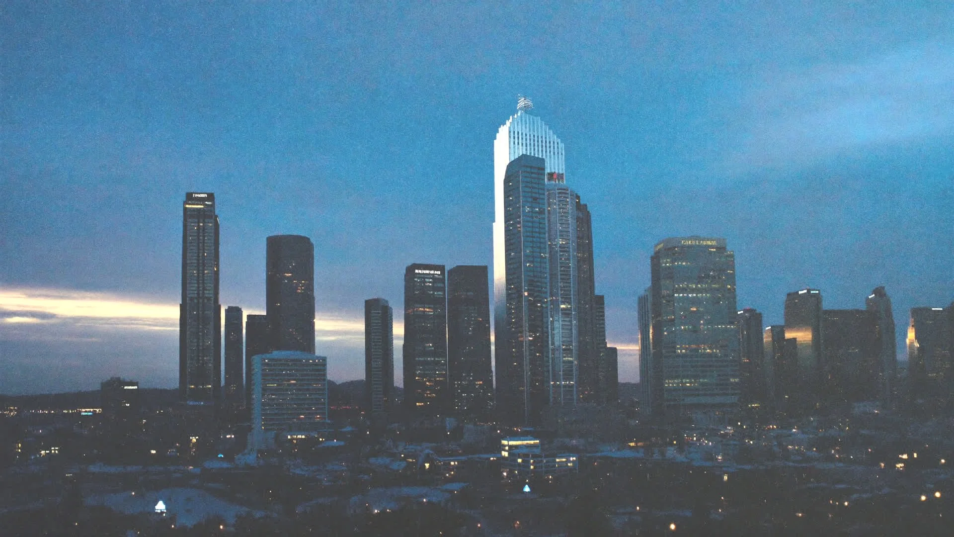 Downtown Midland skyline at dusk