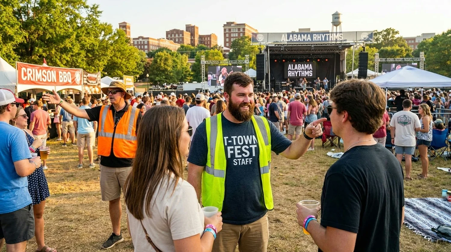 Diverse event types requiring staffing in Tuscaloosa