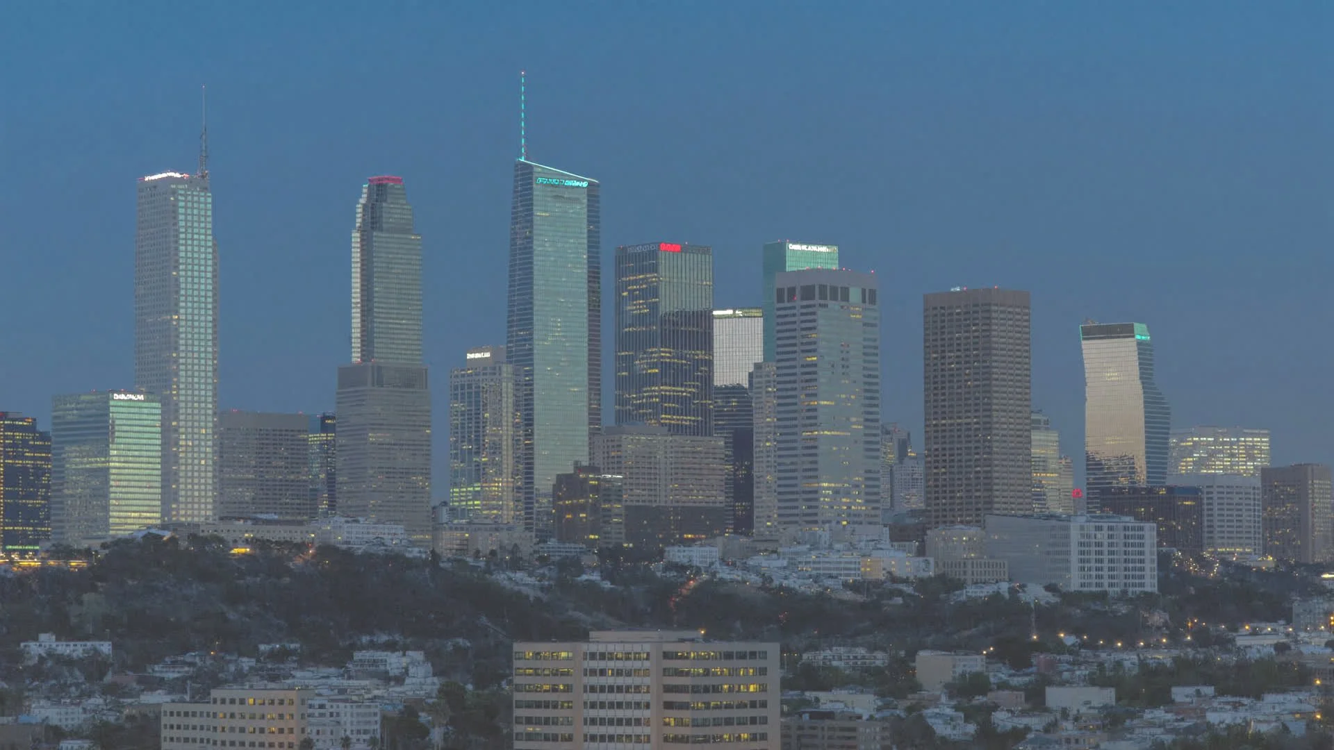Downtown Torrance skyline at dusk