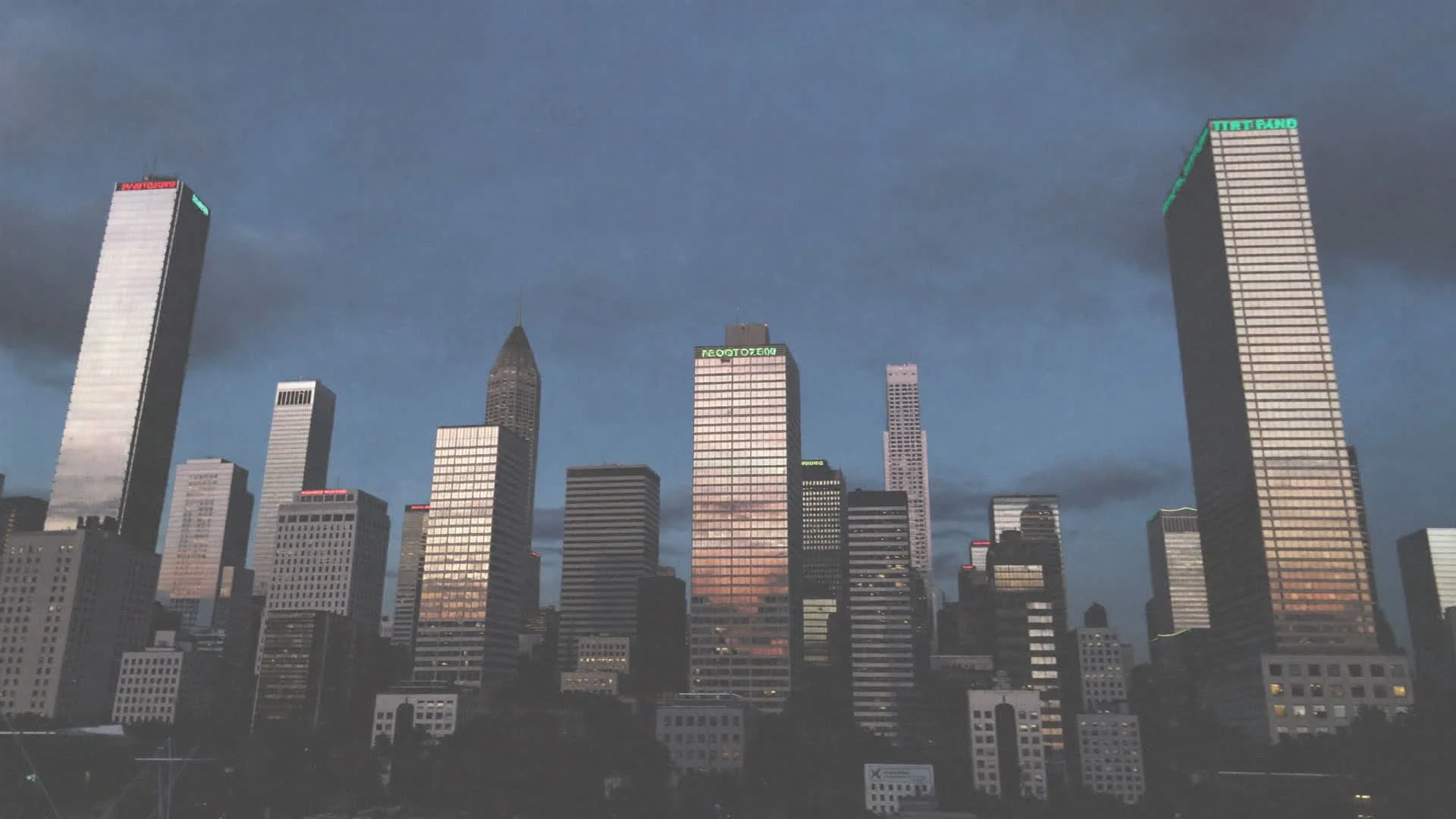 Downtown Binghamton skyline at dusk
