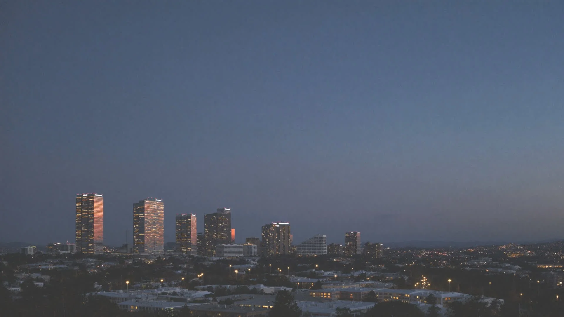 Downtown Stockton skyline at dusk