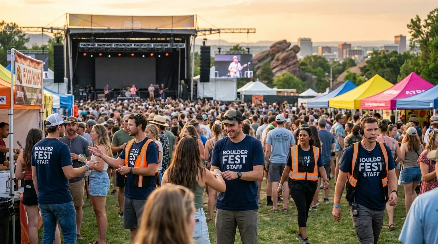 Diverse event types requiring staffing in Boulder