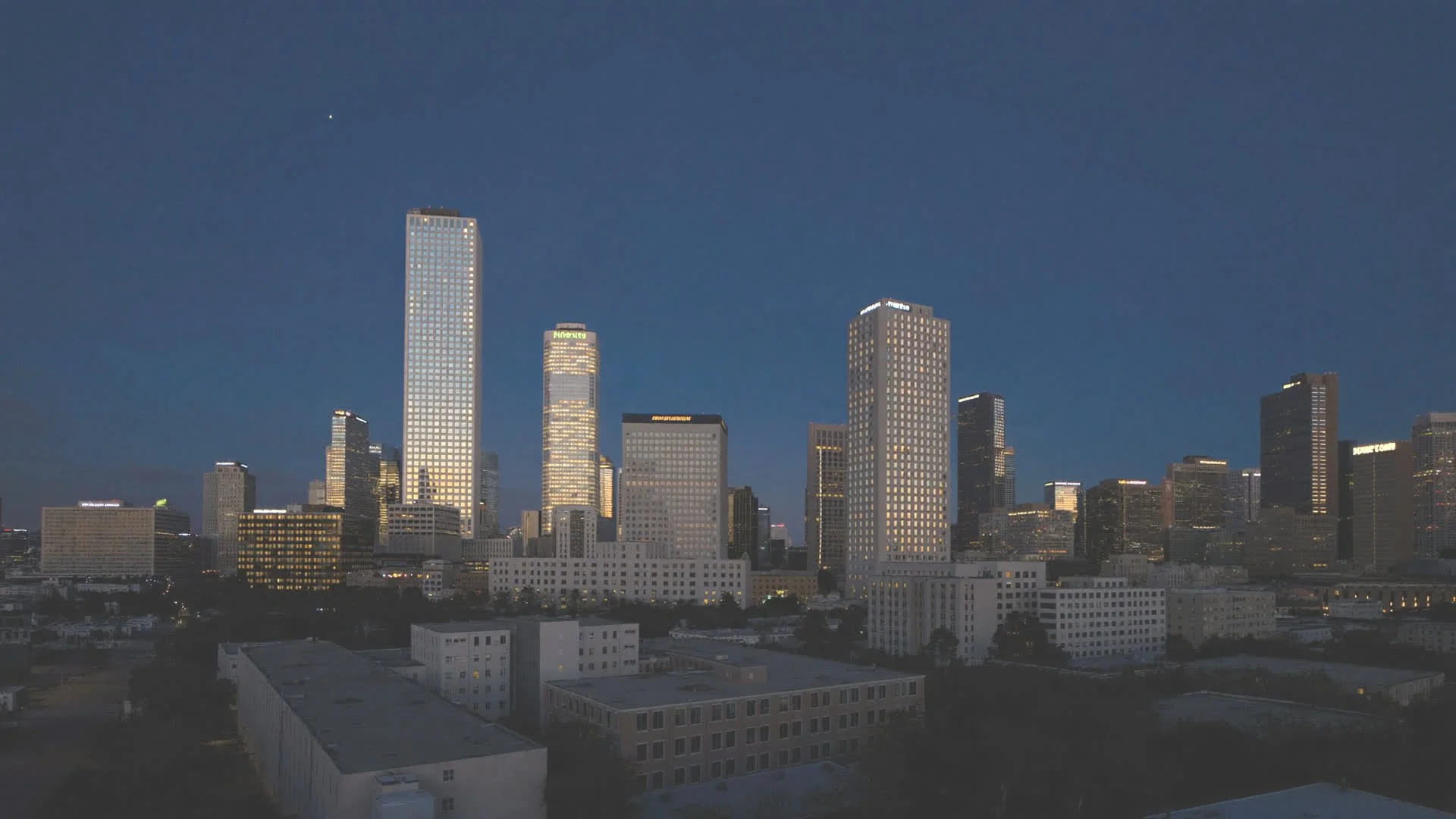 Downtown Lubbock skyline at dusk