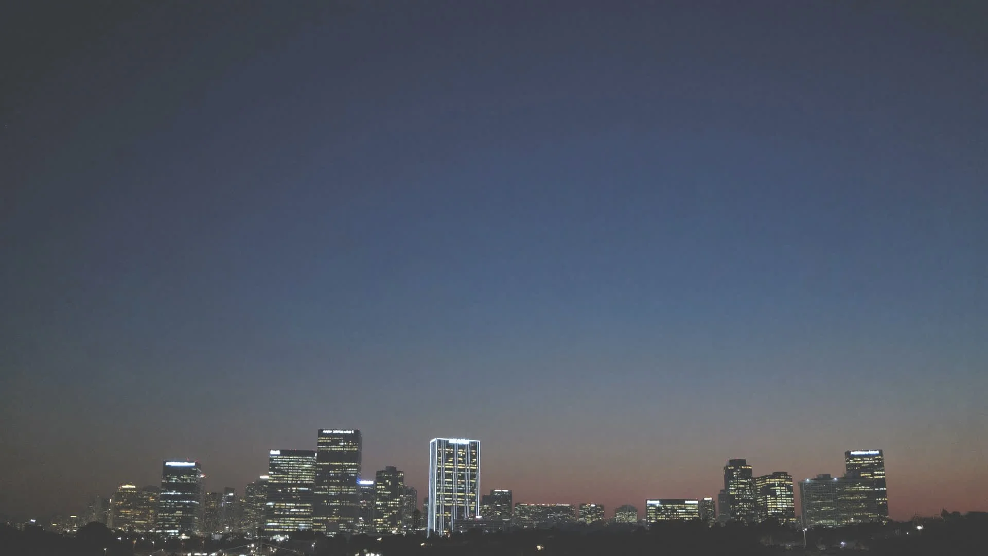 Downtown Huntington Beach skyline at dusk