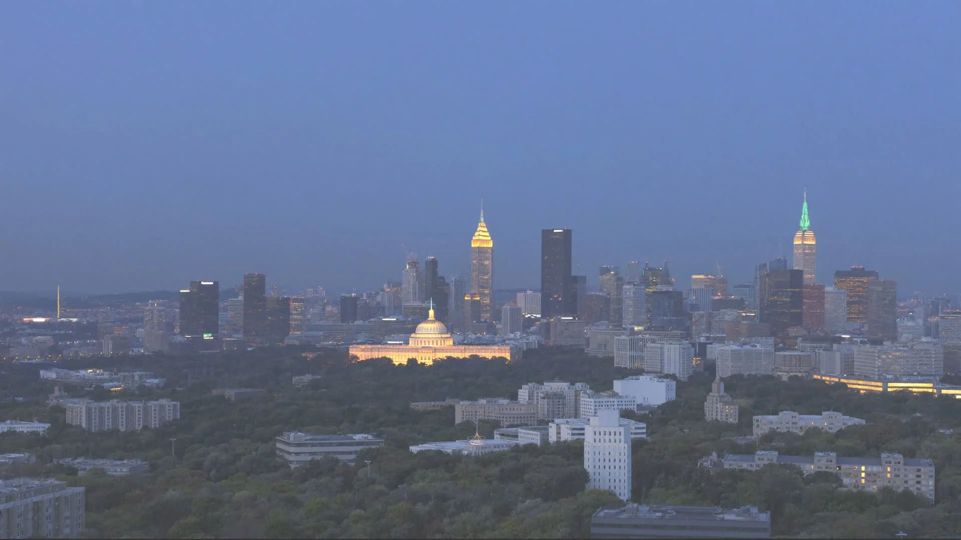 Downtown Washington Dc skyline at dusk