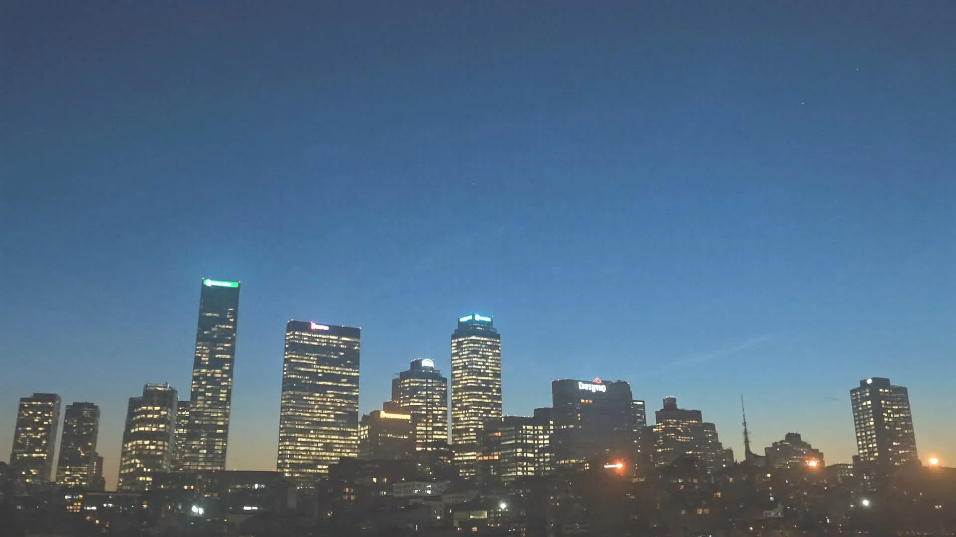 Downtown Irving skyline at dusk