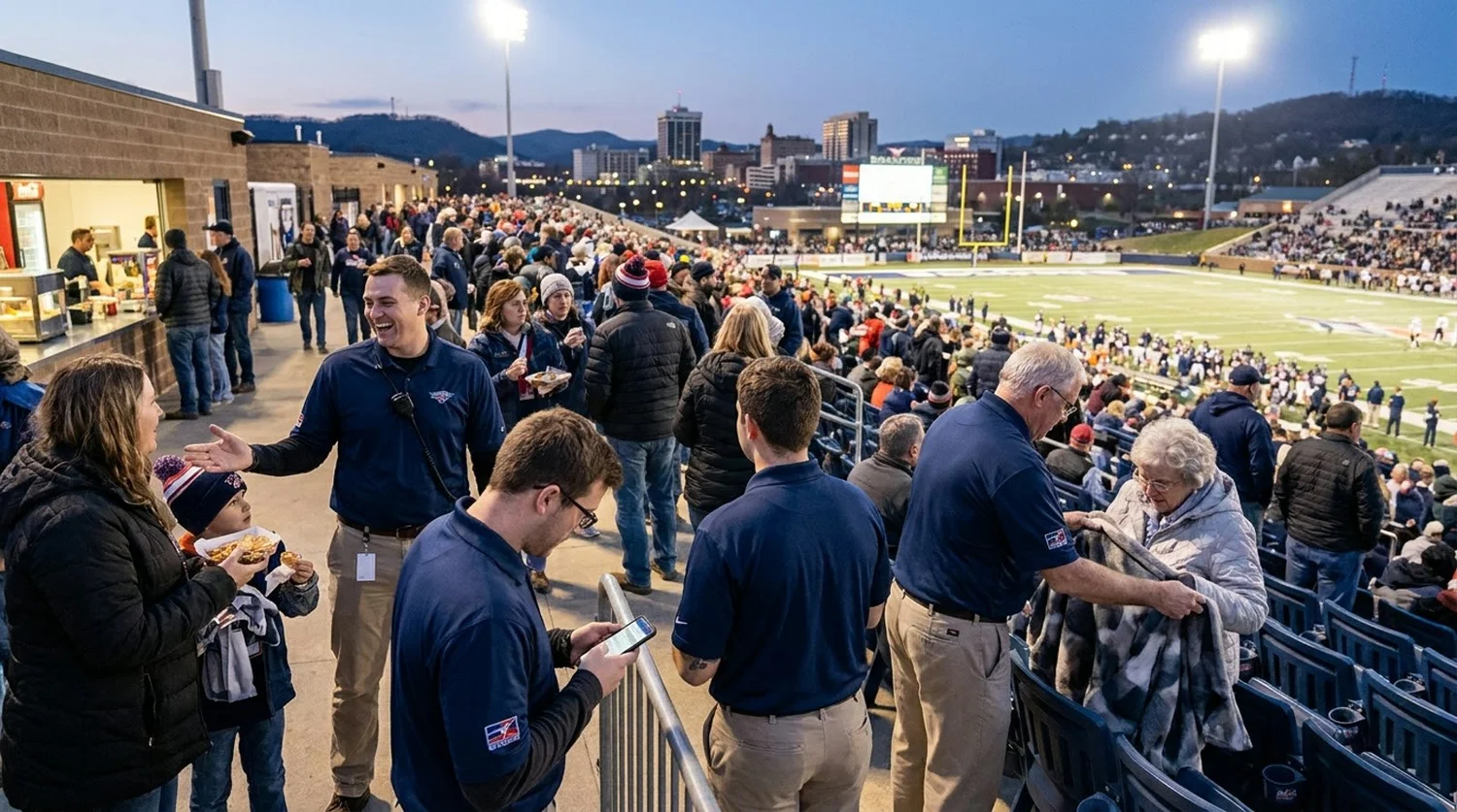 Large event venue requiring professional staffing in Roanoke
