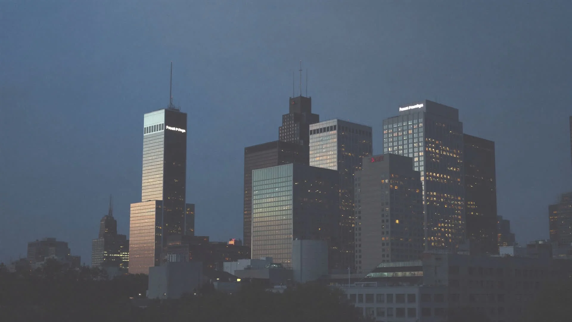 Downtown Allentown skyline at dusk
