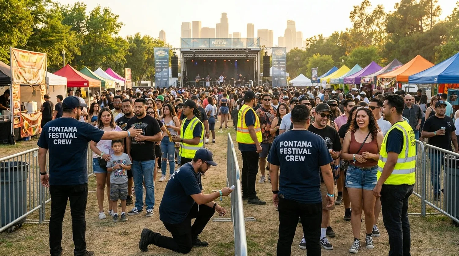 Diverse event types requiring staffing in Fontana