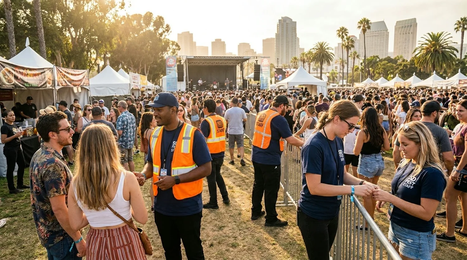 Diverse event types requiring staffing in San Diego