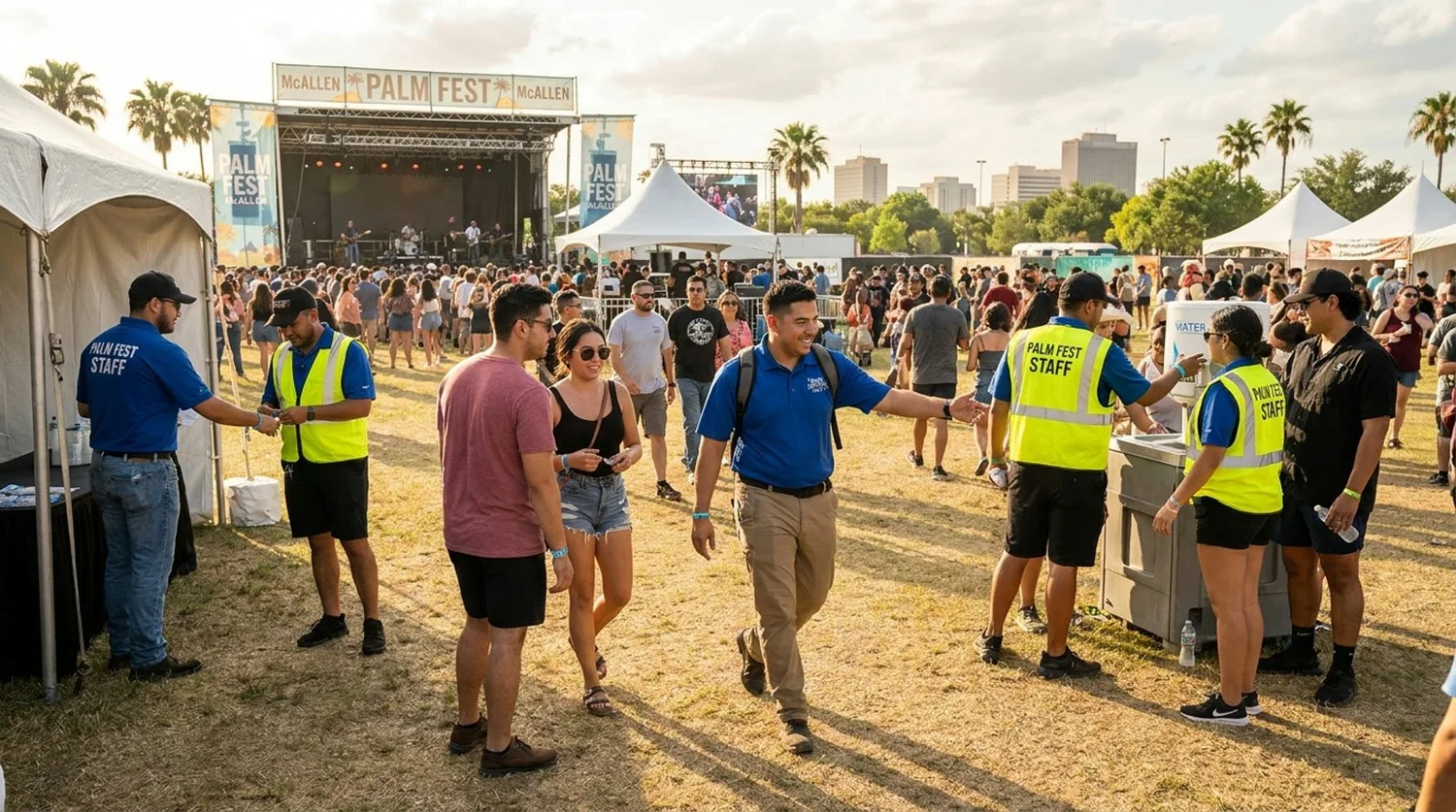 Diverse event types requiring staffing in Mcallen