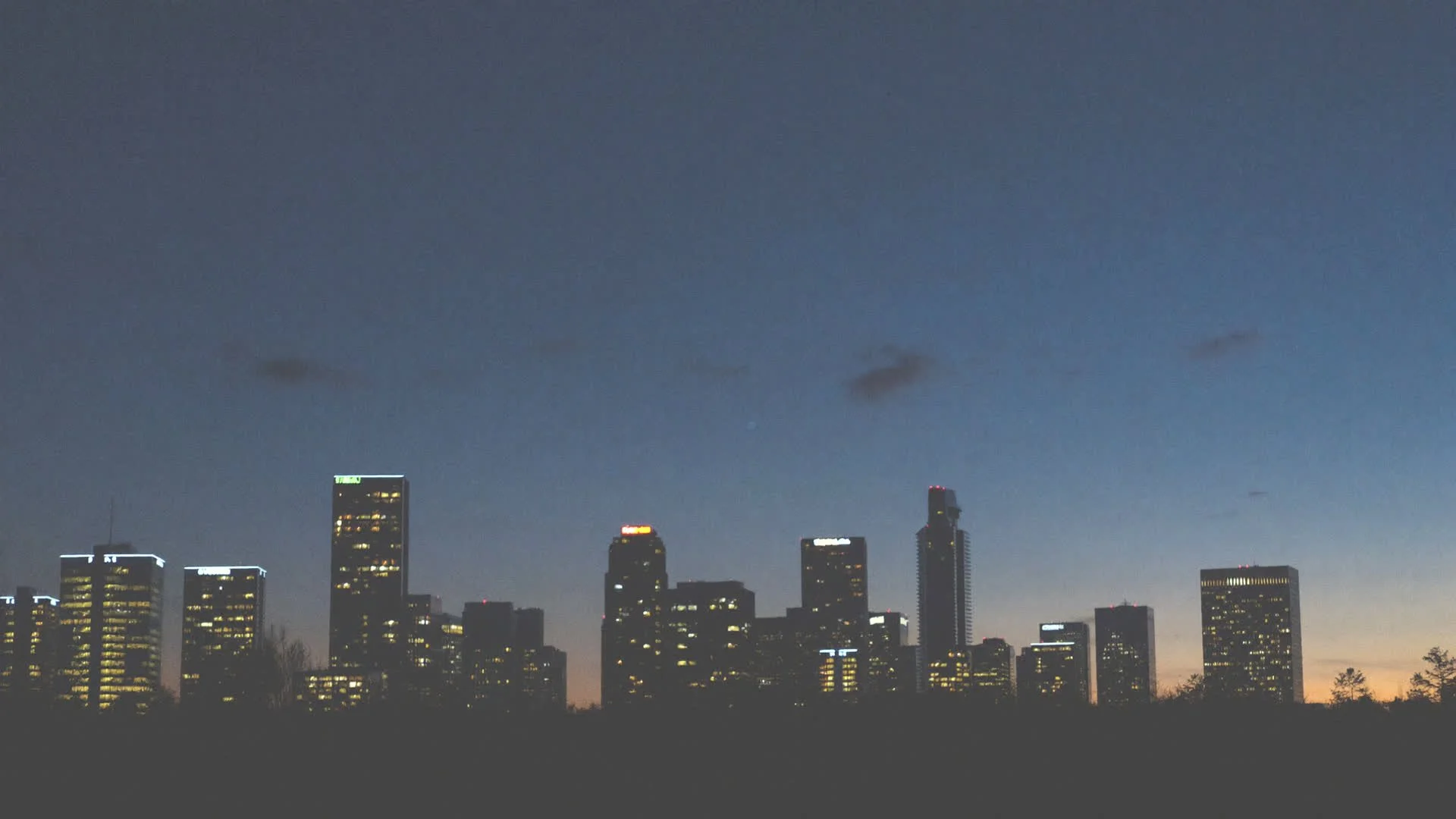 Downtown Cary skyline at dusk