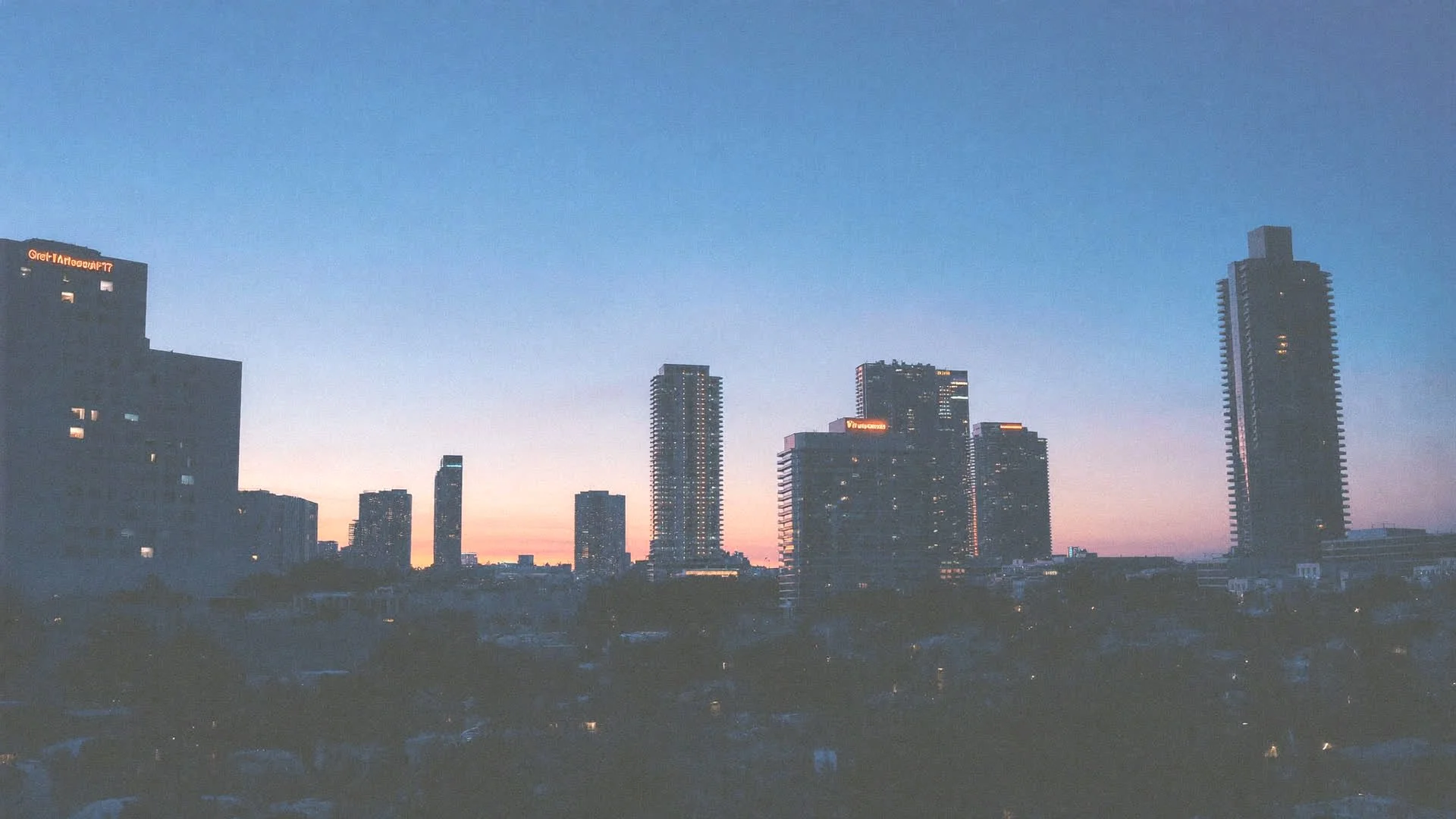 Downtown Hialeah skyline at dusk