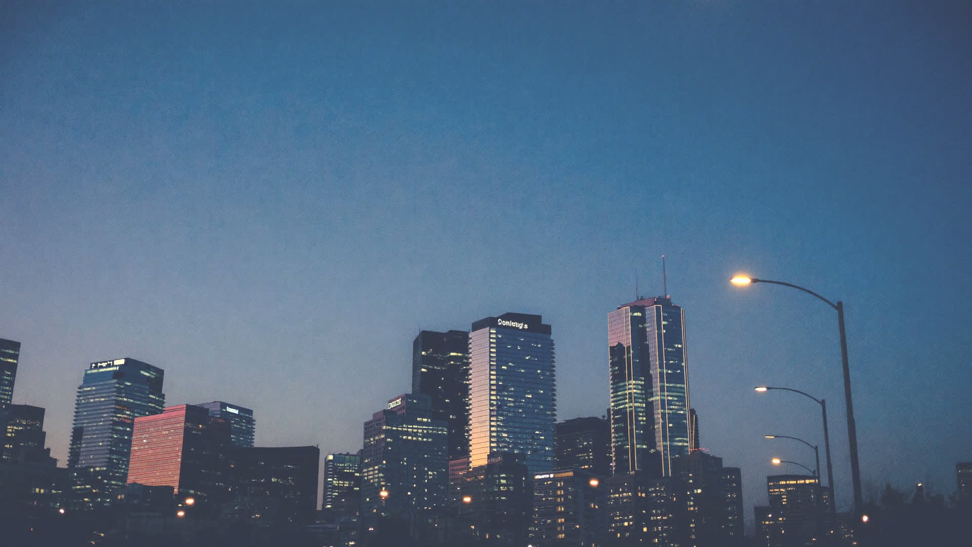Downtown Mobile skyline at dusk