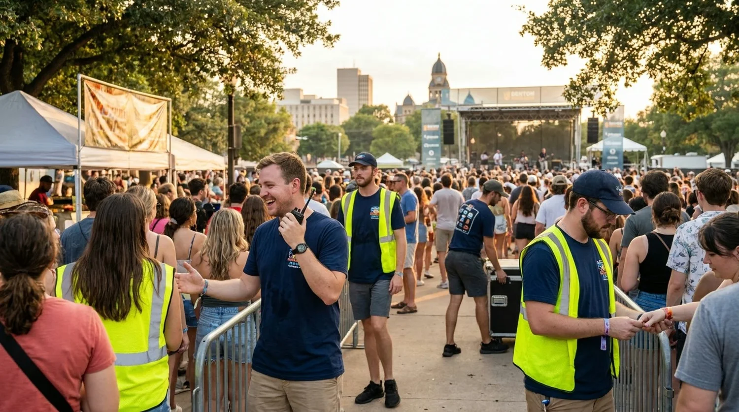 Diverse event types requiring staffing in Denton
