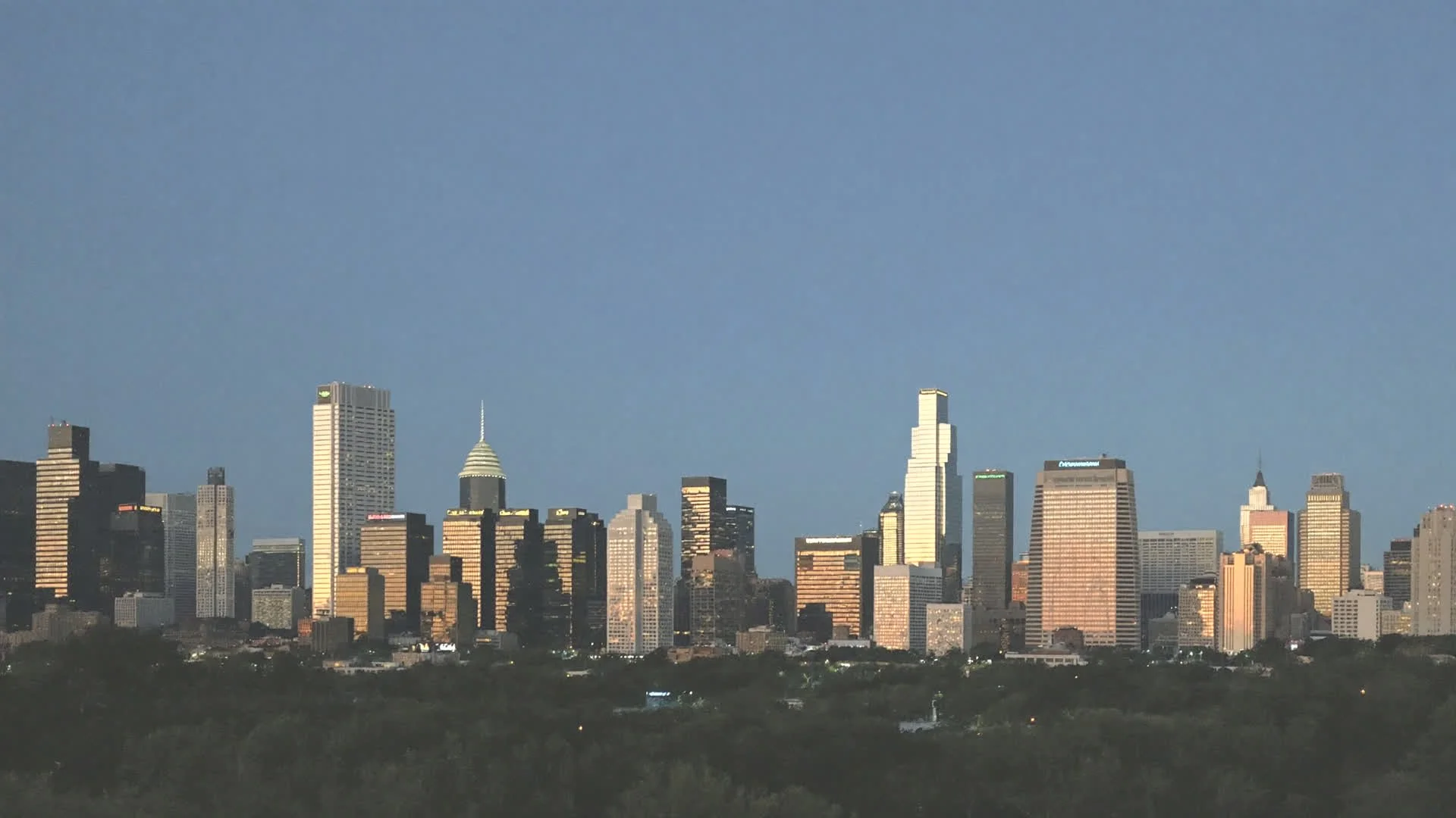 Downtown Paterson skyline at dusk