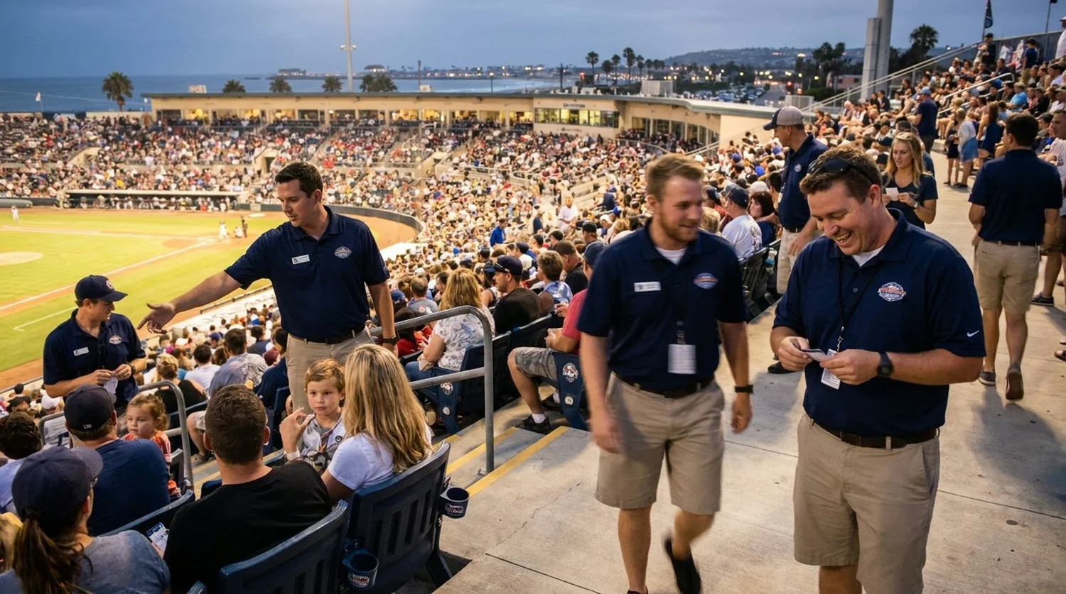 Large event venue requiring professional staffing in Oceanside