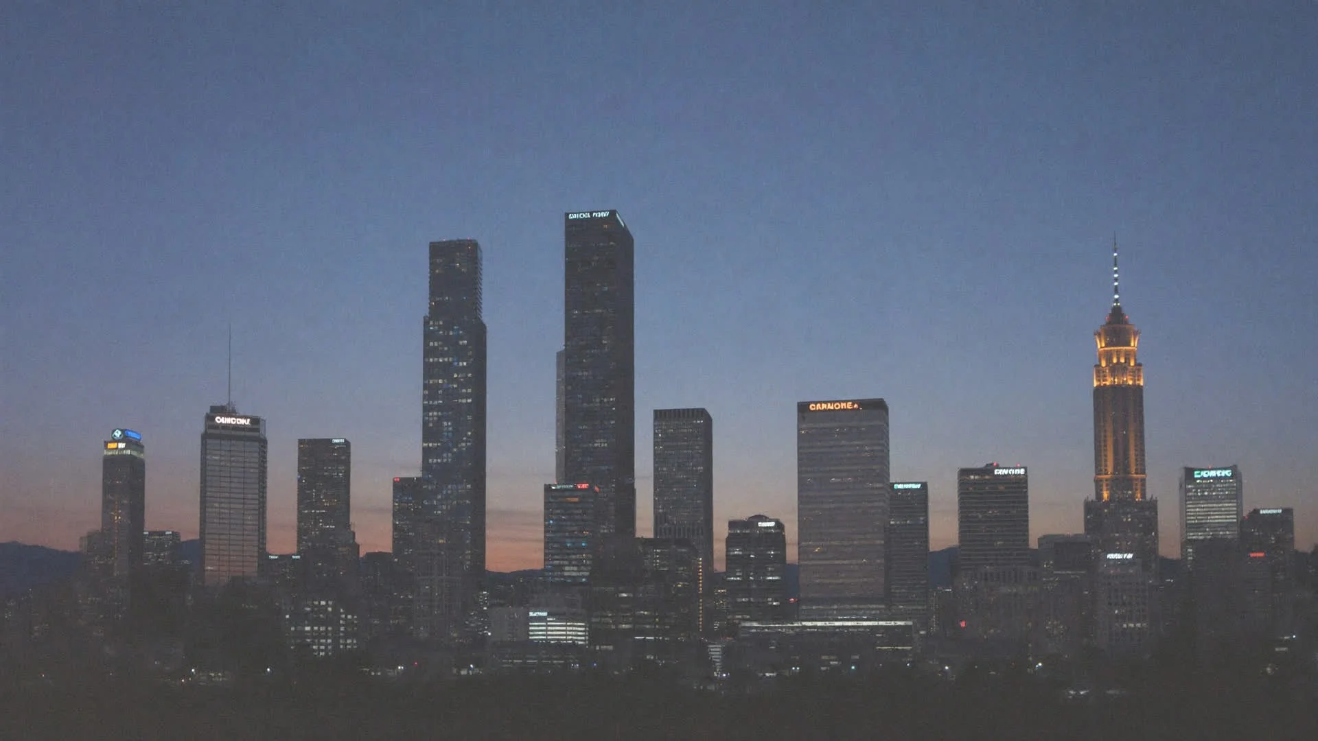 Downtown Colorado Springs skyline at dusk