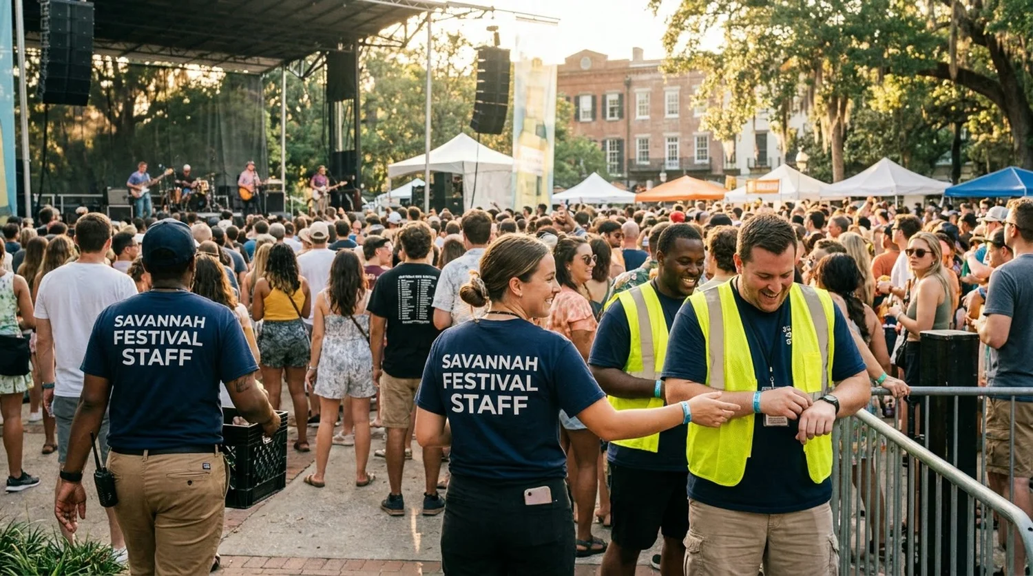 Diverse event types requiring staffing in Savannah