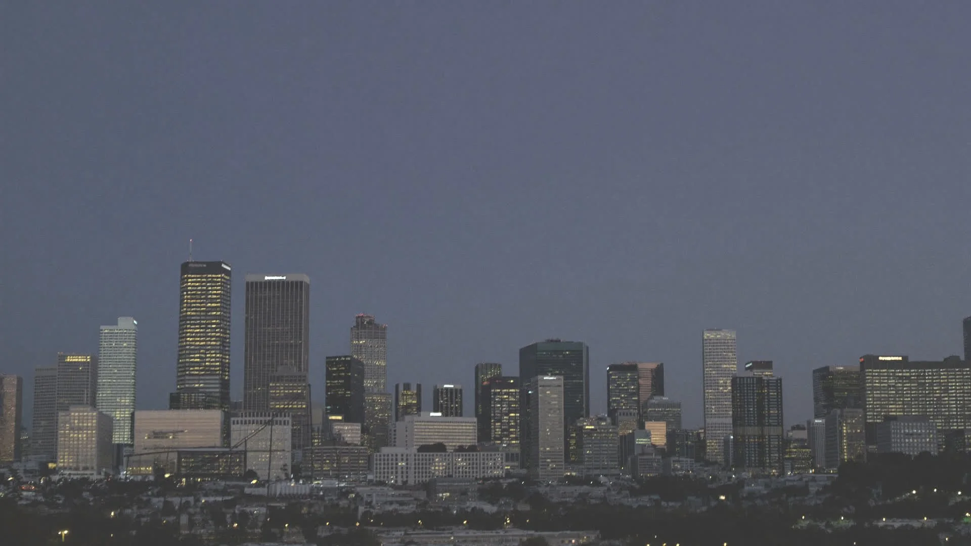 Downtown Santa Ana skyline at dusk