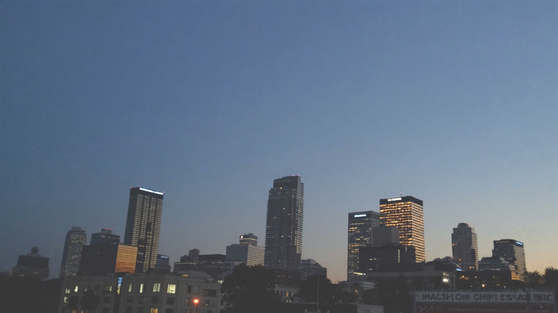 Downtown Joplin skyline at dusk