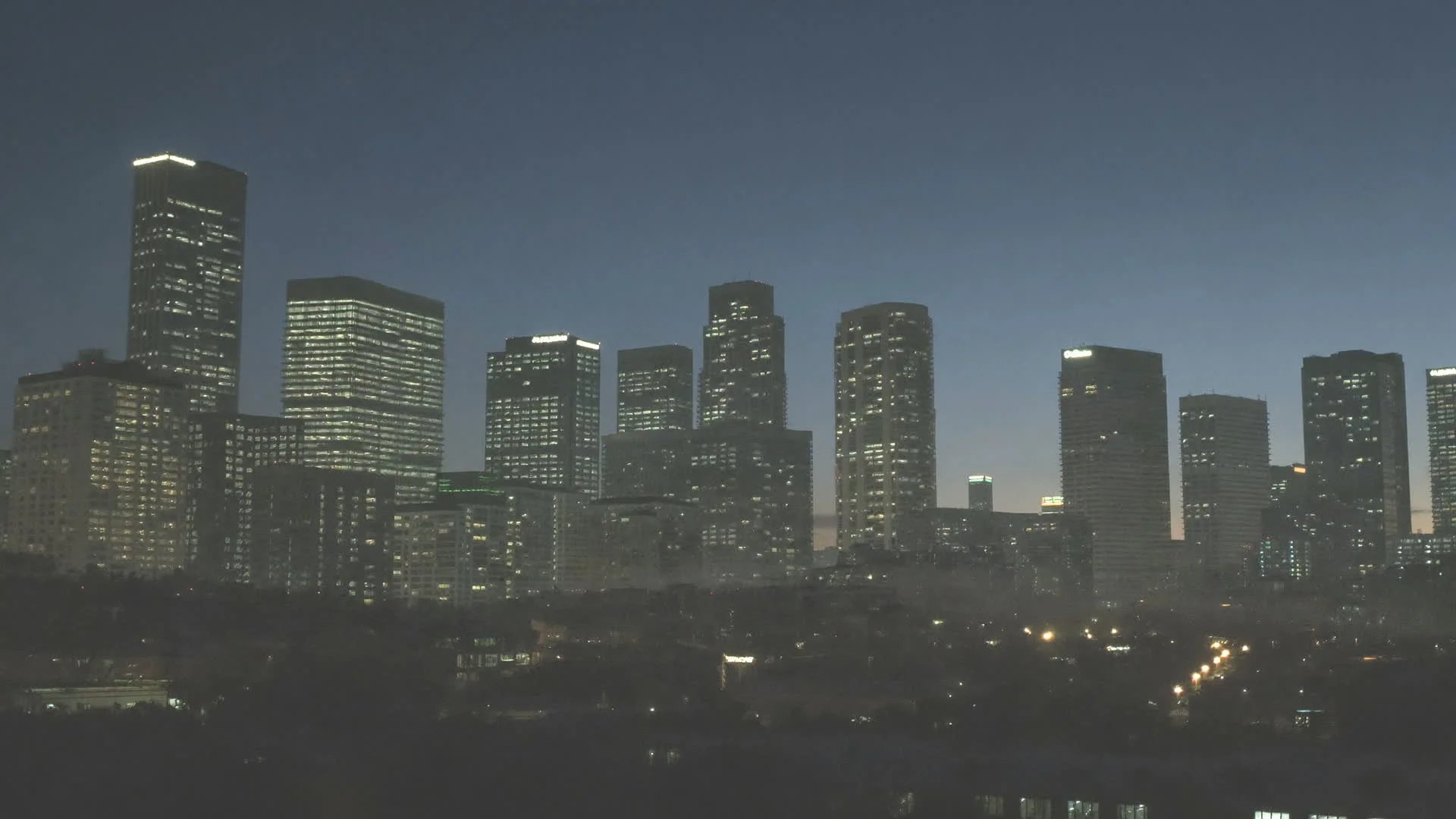 Downtown Arlington skyline at dusk