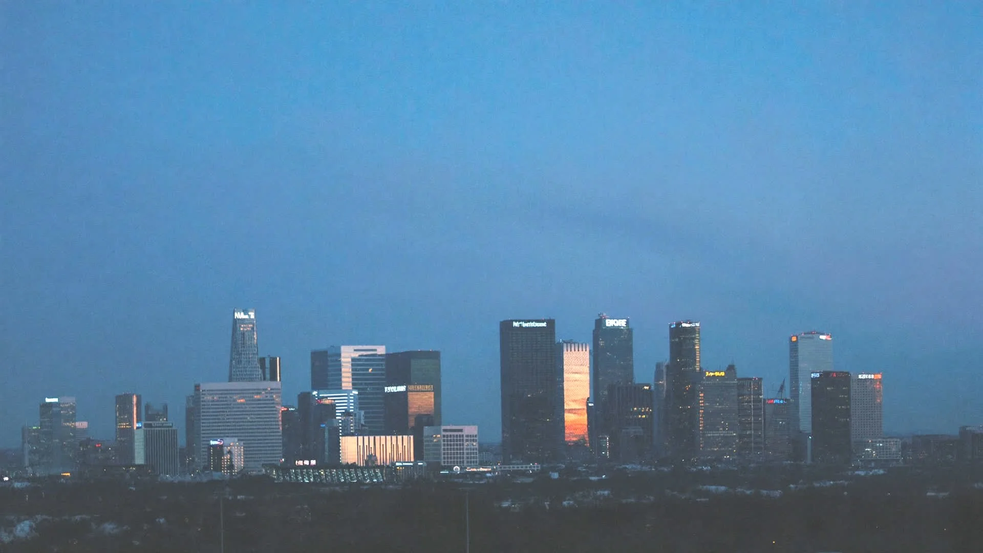 Downtown Garland skyline at dusk