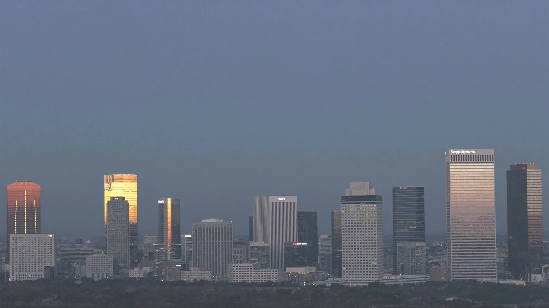 Downtown Springfield Ma skyline at dusk