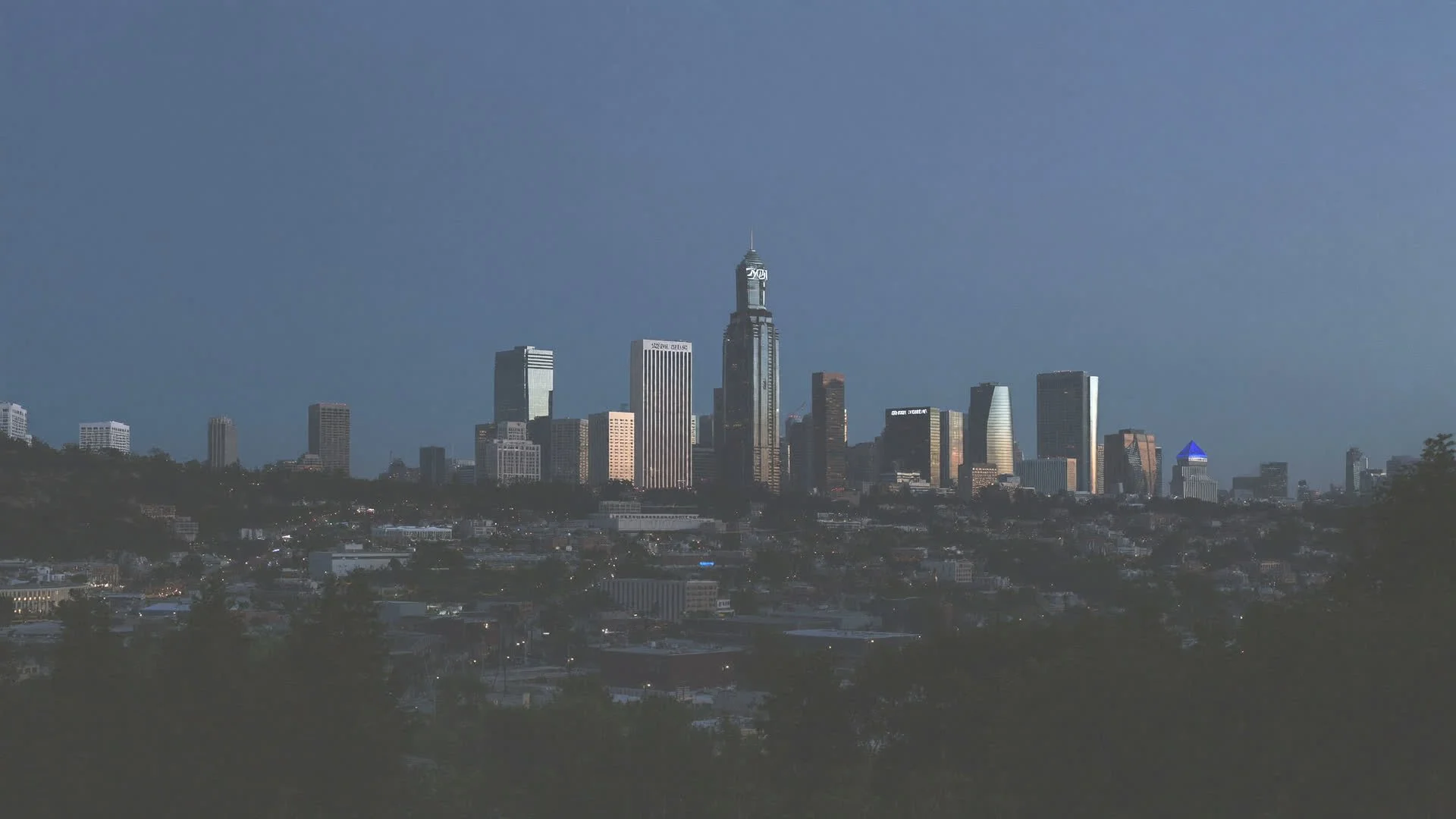 Downtown Tacoma skyline at dusk