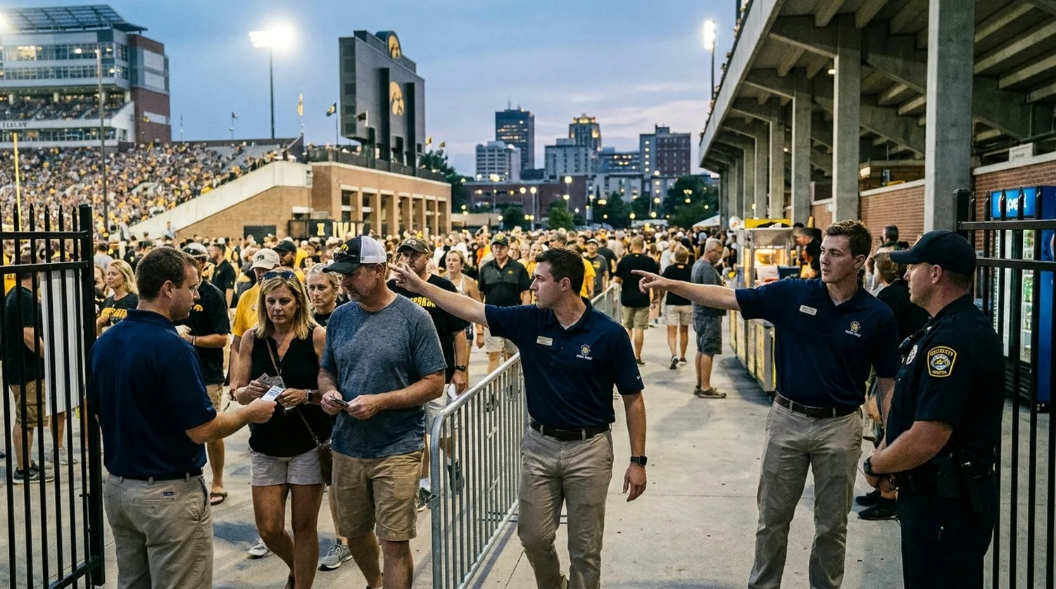 Large event venue requiring professional staffing in Iowa City