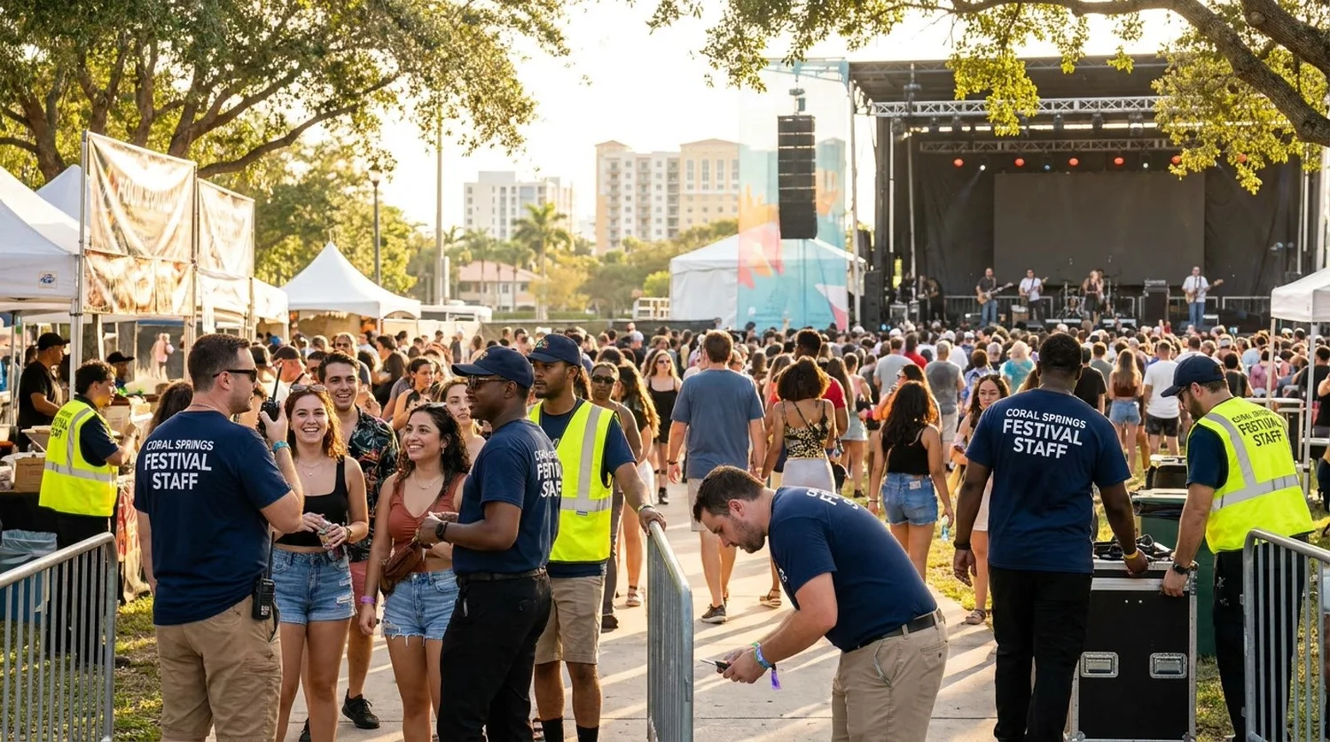 Diverse event types requiring staffing in Coral Springs