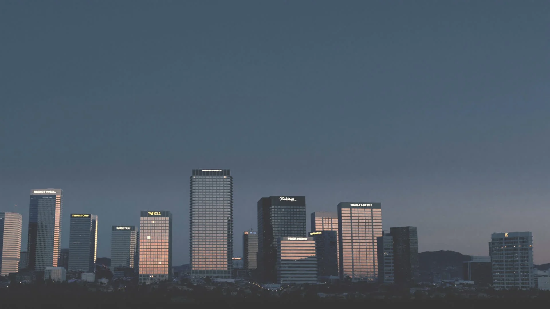 Downtown Napa Valley skyline at dusk