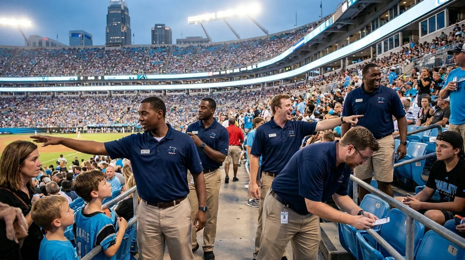 Large event venue requiring professional staffing in Charlotte