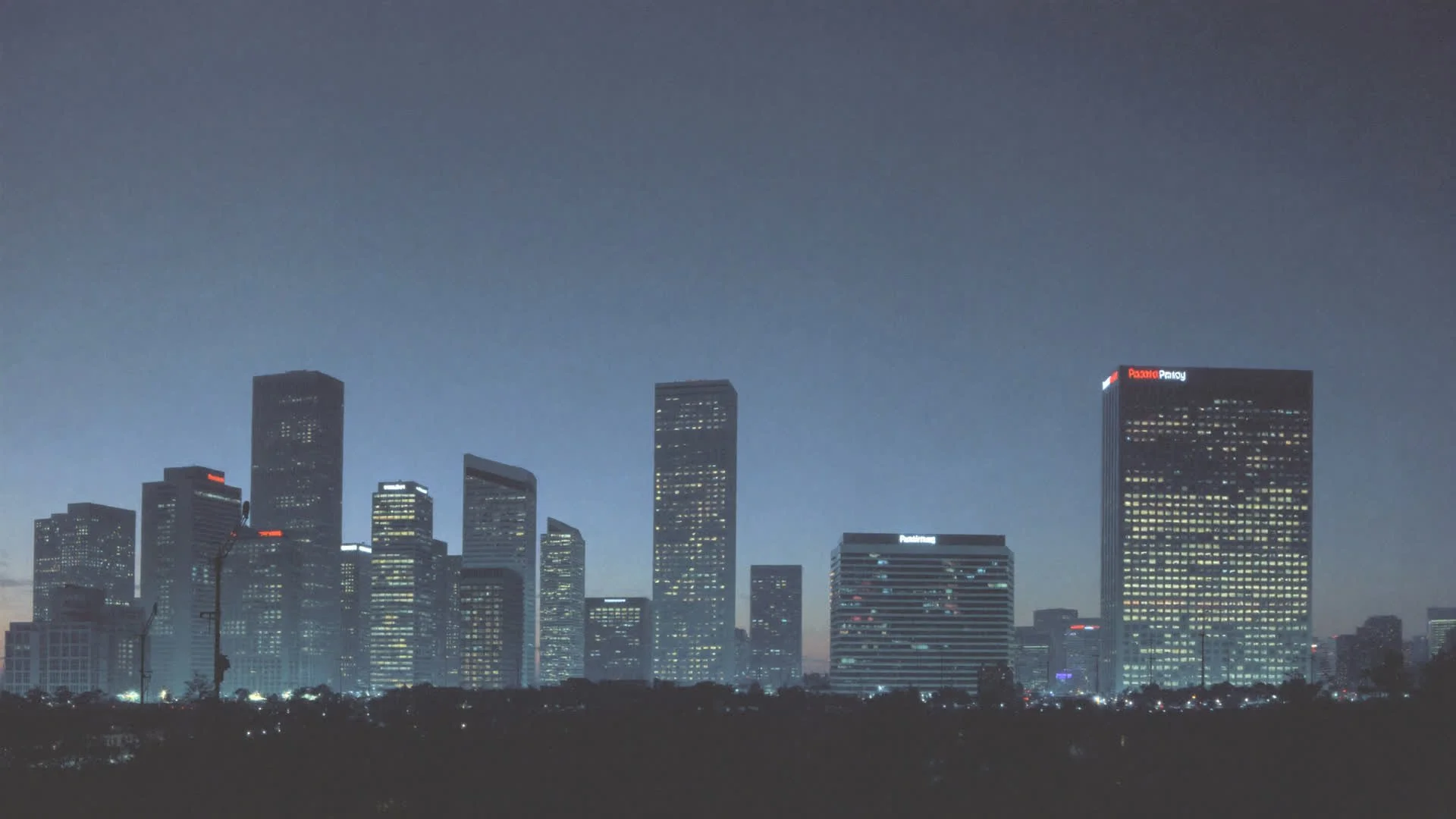Downtown Pasadena skyline at dusk