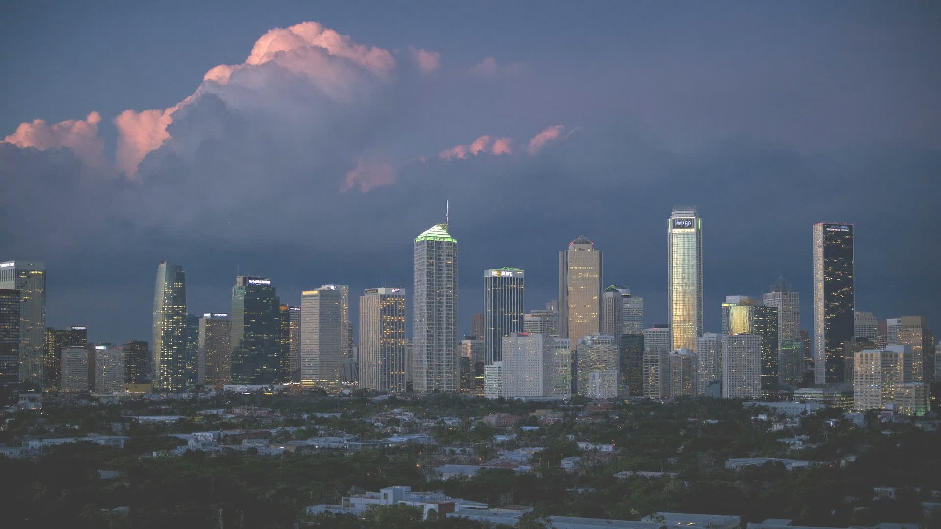 Downtown Panama City skyline at dusk