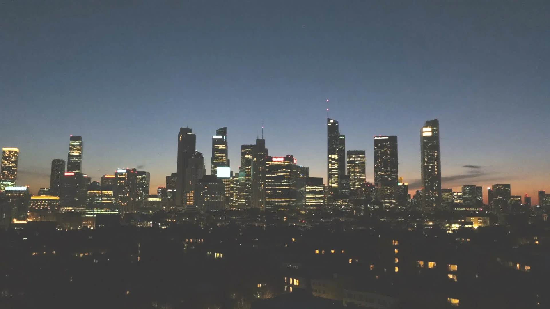 Downtown Augusta skyline at dusk