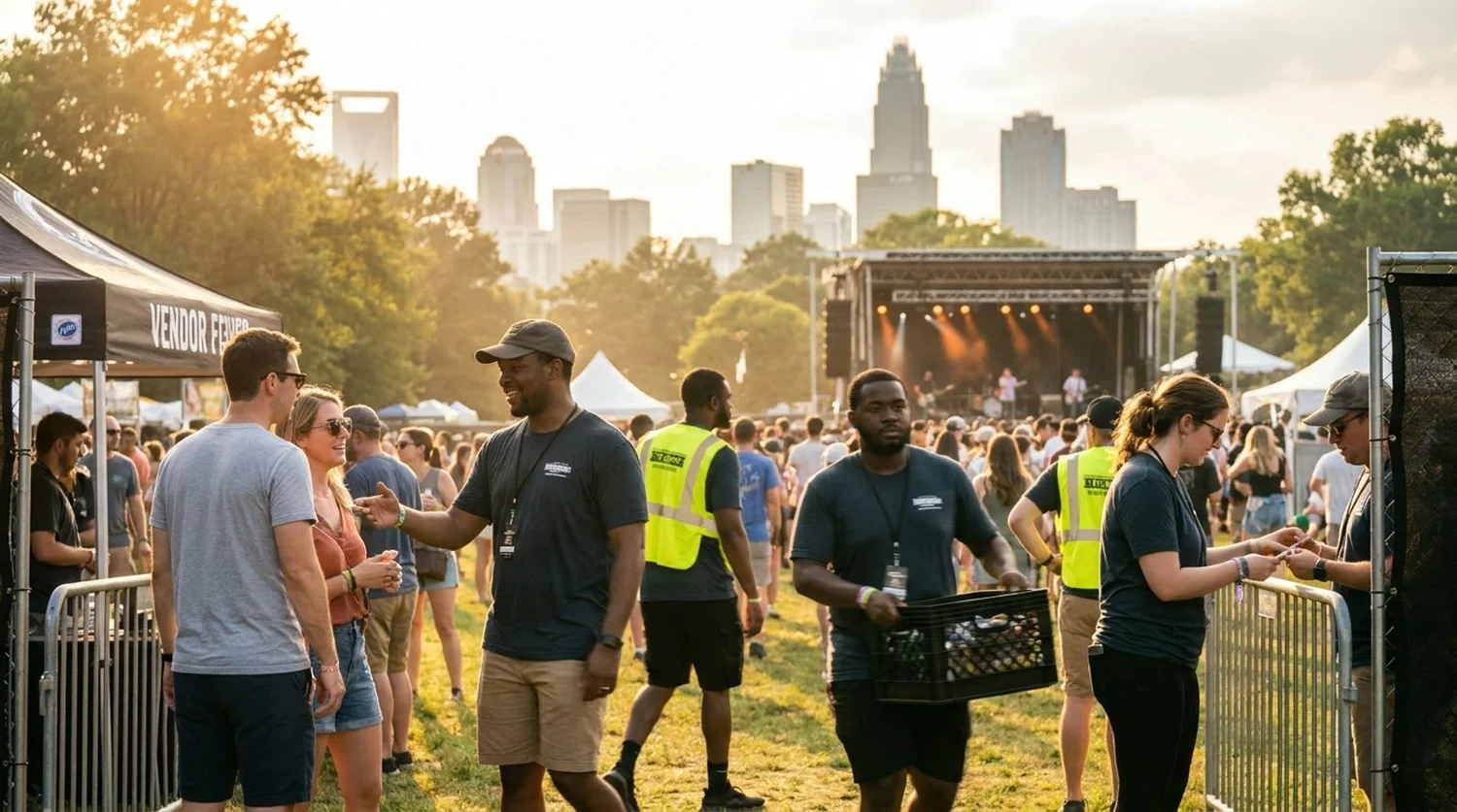 Diverse event types requiring staffing in Charlotte