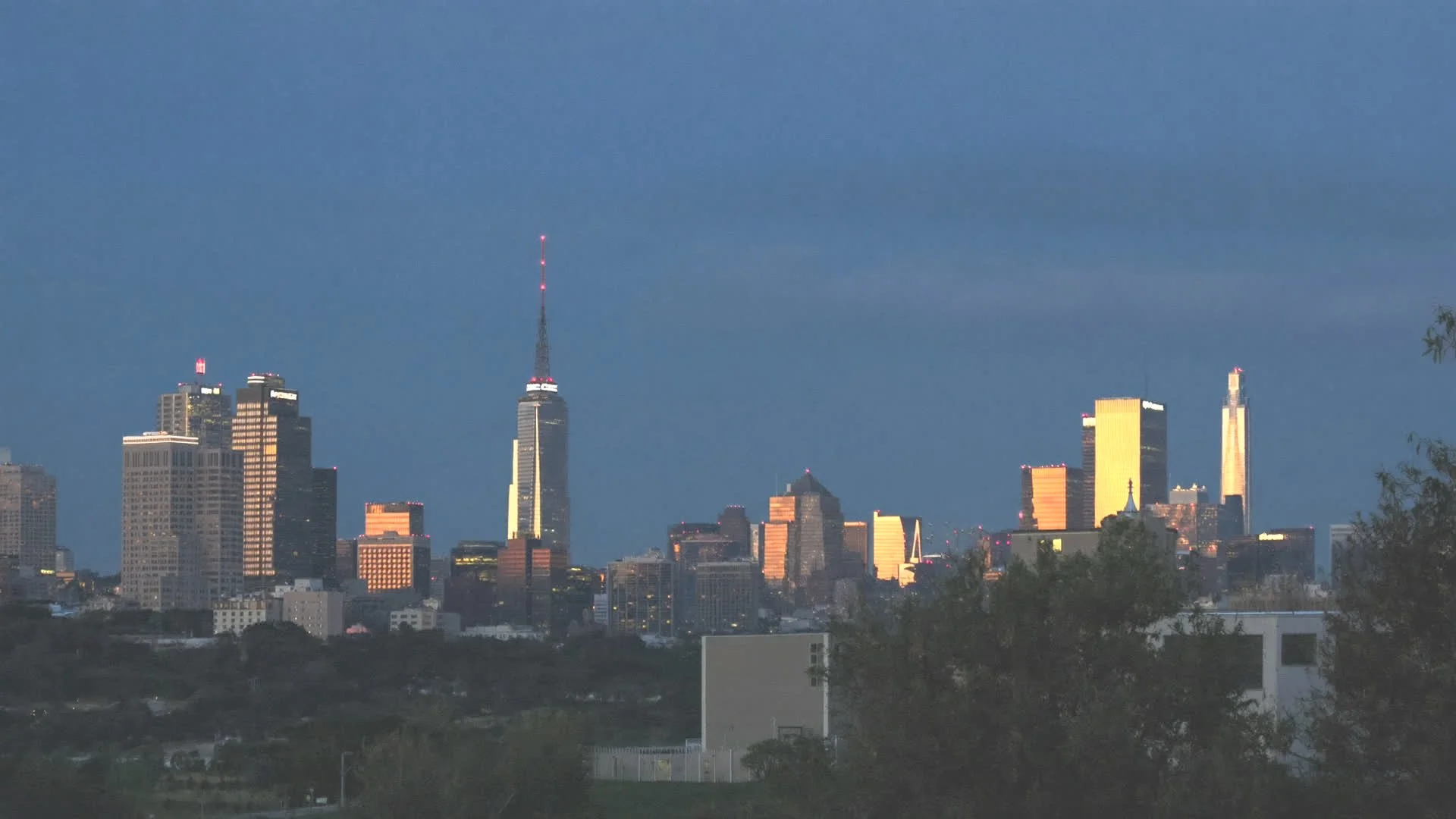 Downtown Winston Salem skyline at dusk