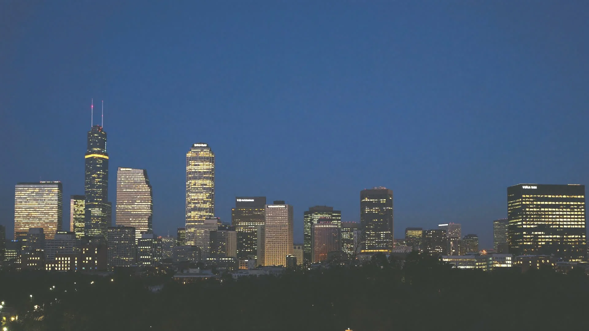 Downtown Alexandria skyline at dusk