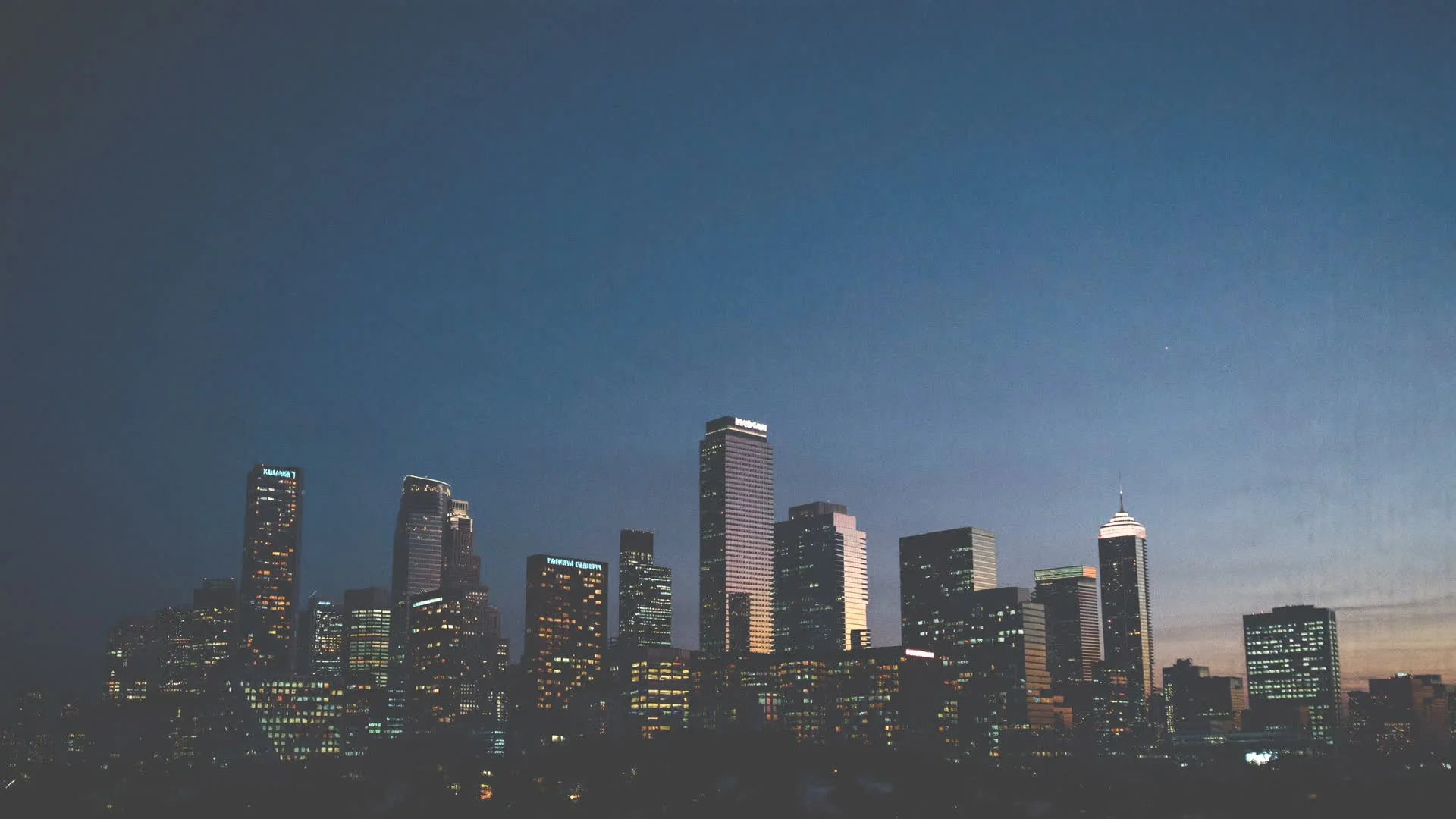 Downtown Lexington skyline at dusk