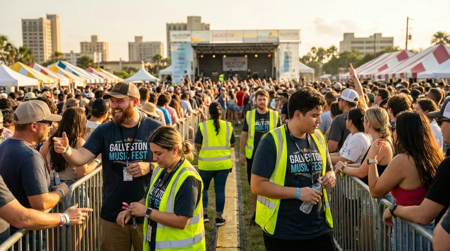 Diverse event types requiring staffing in Galveston
