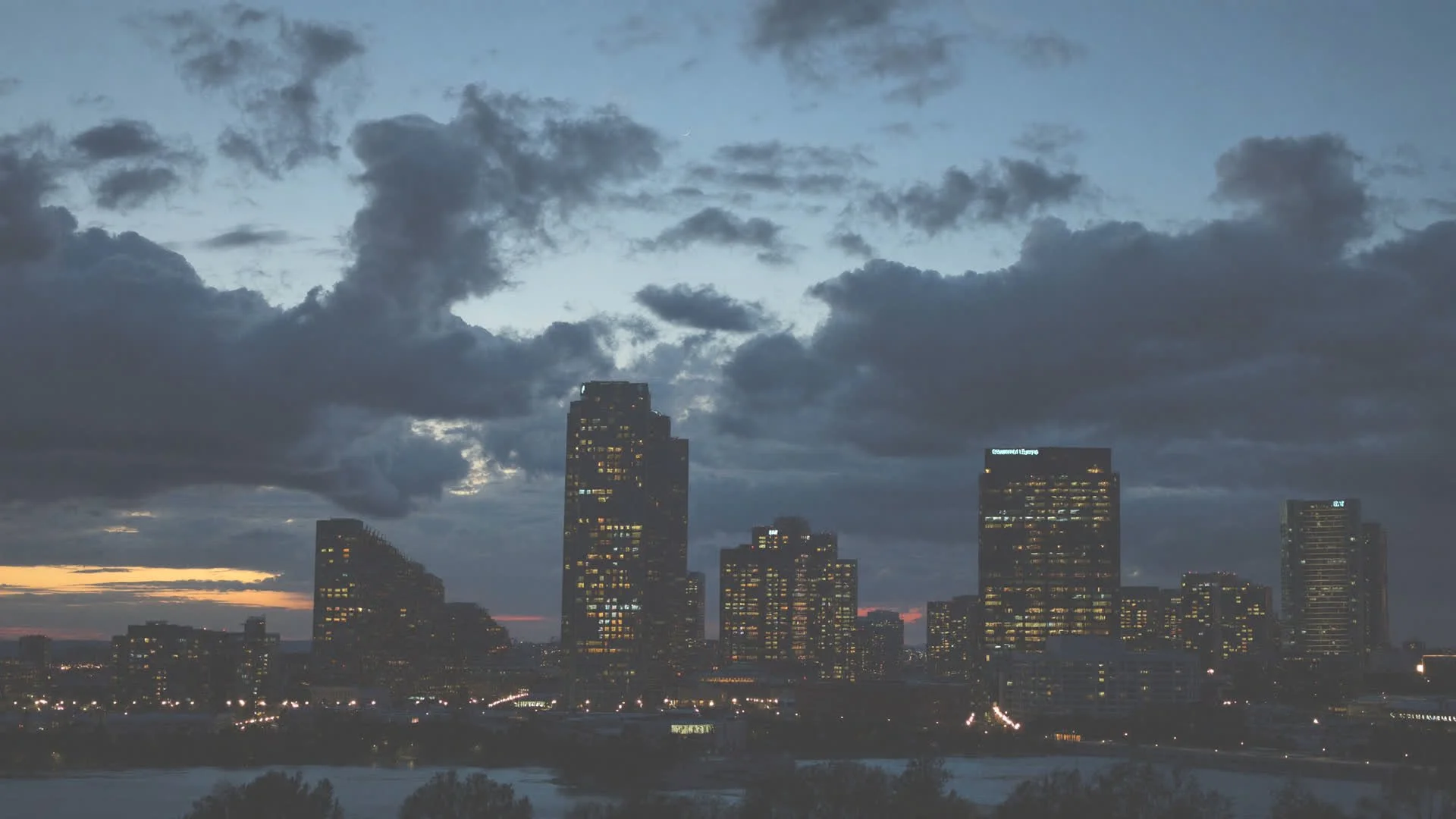 Downtown Mesquite skyline at dusk